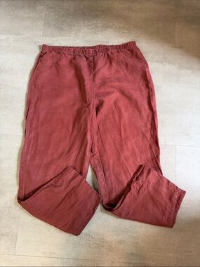 Marc Ware Women's Cropped 100% Linen Pants in Rust Red Size Large